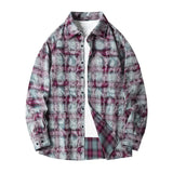 AIDASE  -  Lapel Collar Casual Shirt Jacket Retro Plaid Tie-dye Men's Cotton Shirt Coat Long Sleeve Casual Single Breasted 5Colors aidase-shop