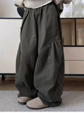AIDASE  -  Unsiex Wide Leg Pants Japanese Vintage Loose Pleated Cargo Pants For Men Women Casual Elastic Waist Cityboy Versatile Pants aidase-shop
