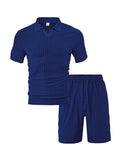 AIDASE  -  Summer New Men's Casual Sportswear Polo Shirt With A Lapel, Men's Short-sleeved Shirt And Shorts, Jacquard Texture Suit aidase-shop