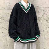 Aidase Winter Sweaters Men Warm Retro V-neck Knitted Pullovers Men Streetwear Korean Loose Long Sleeved Sweaters Mens Jumper Clothes aidase-shop