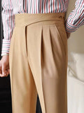 AIDASE  -  Trousers Men Spring Autumn New Fashion Belt-up High Waist Slim Pants Men Business Casual Solid Color Straight Pants aidase-shop