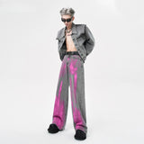 AIDASE  -  Coated Jeans Men's American High Street Wasteland Gray Wide-leg Pants Men Women A-type Smoke Gray Floor Pants aidase-shop