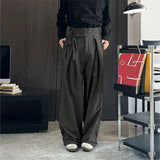 AIDASE  -  Men Pants Solid Color Button Joggers Loose Casual Wide Leg Trousers Men Streetwear 2025 Pleated Fashion Long Pants S-5XL aidase-shop