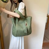 AIDASE  -  Summer Straw Woven Bag for Women Handbags Handmade Raffia Beach Boho Shoulder Bag Large Tote Bag Tassel Shopping Bag Bolsas aidase-shop