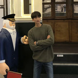 Aidase Boys Green Knitted Sweaters Korean Long Sleeve Knit Top Casual Pullover Men Knitted Sweater Oversize Knitwear Male Knit Top XXL aidase-shop