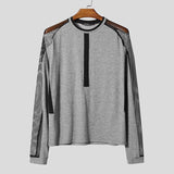 AIDASE  -  Men T Shirt Mesh Patchwork Transparent O-neck Long Sleeve Sexy Casual Male Tee Tops Streetwear 2025 Stylish Camisetas aidase-shop