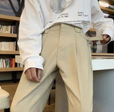 AIDASE  -  Fluid Khaki Trousers for Men Draped Wide Leg Man Suits Pants Formal High Quality Work Wear Tailoring Slacks Thin Casual Fashion aidase-shop