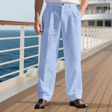 AIDASE  -  Autumn European and American Linen Men's Casual Loose Business Suit Trousers aidase-shop