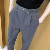 AIDASE  -  British Style Men Suit Pants Light Luxury Advanced Sense Ankle-Length Pencil Pants Summer Slim Fit Business Casual Trousers aidase-shop