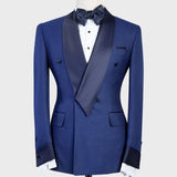 Aidase Classic Men's Suit Shawl Lapel Double Breasted Tuxedos With Belt For Wedding Slim Fit Groom Wear Business 2 Pcs Coat Pants aidase-shop