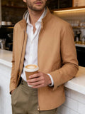 AIDASE  -  Casual Zip-up Stand Collar Jackets Mens Spring Fashion Solid Color Slim Outerwear Men Autumn Stylish Long Sleeve Cardigan Jacket aidase-shop