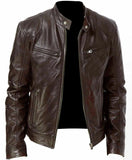 AIDASE  -  Men's Men's Leather Jacket Male Teen Stand-up Collar Punk Men's Locomotive Leather Jacket aidase-shop