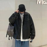 AIDASE  -  Black Faux Leather Jacket Men Autumn Mens Hip Hop Jacket PU Leather Male Oversize Streetwear Korean Trend Jackets Coats aidase-shop