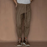 Aidase Mens Slim-Fitting Twists Pattern Casual Knitted Pants Autumn Winter Genderless Fashion Trend Knitted Ribbed Cuff Trousers Unisex aidase-shop