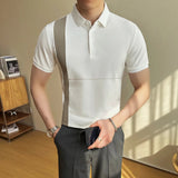 AIDASE  -  New Men's Stretchable Business Casual Polo Shirt, Fashion Slim Fit Short Sleeve T-Shirt, Available in Plus Sizes M-5XL.