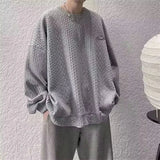 AIDASE  -  Autumn Men's Oversized Waffle Crewneck Sweatshirts Appliques Long Sleeve Pullover Hoodies Korean Fashion Y2K Streetwear Sudadera aidase-shop