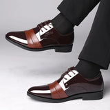 Aidase Social Shoe for Men Casual Business Patent Leather Dress Shoes Man Bright Upper Pointed Toe Trend Office Suit Footwear New aidase-shop