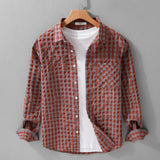 AIDASE  -  New Spring Men's Houndstooth Long-sleeved Shirt Trendy Bubble Texture Comfortable and Versatile Literary Youth aidase-shop