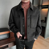 Aidase British Style Winter Short Woolen Coat Men Warm Fashion Pocket Casual Cloth Jacket Men Streetwear Loose Woolen Coat S-3XL aidase-shop