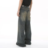 Aidase Men's Vintage Jeans Fashion Washed Street Casual Wide Leg Denim Pants Summer Distressed Loose Male Versatile Trousers aidase-shop
