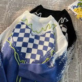 Aidase Sweaters Men Classic Fashion Popular Autumn Winter Plaid Heart-shape Pattern Contrast Color American Style Unisex Cozy Couple