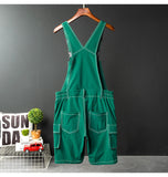 AIDASE  -  Men Y2K Bib Overalls Shorts Summer Multi Side Pockets Cargo Breeches Elastic Waist Fancy Color Thin Soft Coveralls Dungarees aidase-shop