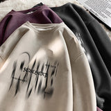 Aidase Suede Heavyweight Sweatshirt Gothic Print Round Neck Pullover Sweatshirts High Street Couple Hoodie Male Female Clothes aidase-shop