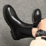 47.52Aidase Autumn New Chelsea Boots for Men Black Boots Platform Shoes Fashion Ankle Boots Winter Slip on Men Shoes New Botines Mujer aidase-shop