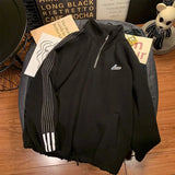 Aidase Zipper High Street Sweatshirt for Men Women Hong Kong Style Stand-Up Collar Korean Trendy Lovers Oversize Casual Sports Jacket aidase-shop