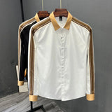 Aidase  Color Blocking Patchwork Design Shirt For Men Spring and Autumn Long sleeve Loose Top Fashion Trendy Casual Shirts Streetwear