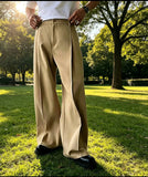 AIDASE  -  Men's Formal Dress Pants Cropped Pants Light Business Fashion Solid Color Front Pleated Drape Twill Daily Straight Suit Pants aidase-shop