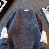 AIDASE  -  Men's autumn and winter pullover with thick base knit sweater light luxury semi high neck warm solid color simple sweater aidase-shop