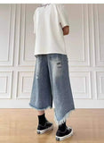 AIDASE  -  American Style Washed Ripped Male Denim Shorts Casual Loose Wide Leg Tassel Pants High Street Fashion Men's Clothes 21E6544 aidase-shop