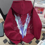 AIDASE  -  American Retro Letter V Graphic Fleece Y2K Hoodies For Men Hip Hop Fashion Oversized Hooded Sweatshirts Streetwear Hoody Clothes aidase-shop