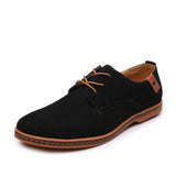 AIDASE  -  Men Large Size Frosted Leather Casual Shoes Wide Velvet Surface Fashionable Trendy Low Top Lace up Work Shoes Rubber Sole aidase-shop
