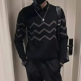 Aidase Thick Men's Knit Sweater Long Sleeve Loose Fit Knitwear Harajuku Original Vintage Clothing Deals Y2k Casual Pullovers Male