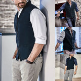 AIDASE  -  Men'S Retro Button Vest Jacket Men'S Fashionable Street Jacket Mens Single Breasted Vest Solid Color Fashionable Coat 바람막이 aidase-shop
