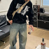 31.77Aidase Fashionable Korean Loose Retro Sweatshirt Autumn Winter Casual Plus Velvet Y2K Round Neck Printed Pullover Slimming Sweatshirt aidase-shop