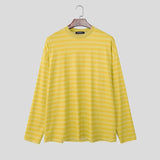 AIDASE  -  Men Striped T Shirt Crew Neck Long Sleeve Loose Korean Style Male Basic Tee Tops Streetwear Fashion Casual Men Clothing aidase-shop