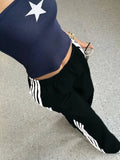 AIDASE  -  American Style Summer New Retro Four Stripe Sports Pants Women Design Slimming Wide Leg Sports Trousers Long Loose Fit Street aidase-shop
