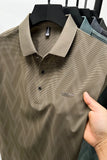 Aidase Casual Striped Men's Polo Top, 2024 New Summer Products, Lapel Short Sleeve T-shirt Korean Men's Top Middle-aged Men Clothing aidase-shop