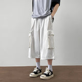 AIDASE  -  Japanese Fashion Multi-pocket Cargo Shorts Men Korean Style Trendy Summer Casual Loose Washed Straight Cropped Pants Aesthetic aidase-shop