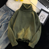 AIDASE  -  New Autumn Winter Men Turtleneck Sweater Pullover Tops Male Solid Color Loose Jumpers Mens Long Sleeve Knitted Tops P106 aidase-shop