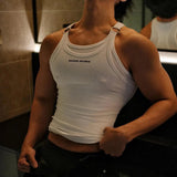 AIDASE  -  Summer New Men's Solid Color Sports Vest Retro Fashion Trendy Street Slim Fit Casual Breathable Simple Niche Men's Top aidase-shop