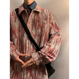 Aidase Men's Fashion Striped Jacket Oversized Cargo Loose Turndown Collar Long Sleeves Single-breasted Tops Jackets Male Coats Outwear aidase-shop