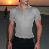 AIDASE  -  Men Shirt Hollow Out Lapel Short Sleeve Transparent Male Shirts Solid Streetwear Summer 2025 Fashion Casual Camisas aidase-shop