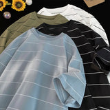 Aidase Men Oversized T Shirt Fashion Striped Contrast Color Short Sleeve Tshirts Casual Daily Clothes Harajuku Tshirt Streetwear aidase-shop