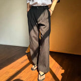AIDASE  -  Spring Summer Men Pinstripe Pants High Waist Wide Leg Relaxed Fit Casual Office Trousers aidase-shop