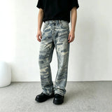 AIDASE  -  American Style Men Blue Straight Simple Basic Casual Trendy Blue Jeans Pants Four Season High Street Fashion Male Denim Trousers aidase-shop