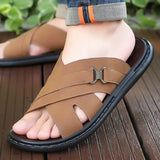 AIDASE  -  Men's Summer Fashion Sandals Soft Bottom Anti-Slip Comfortable Slip-On Beach Slippers Trendy One-Strap Slippers aidase-shop